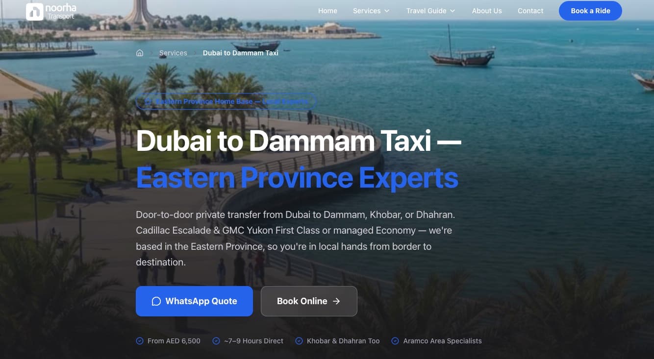Dubai to Dammam Taxi Service